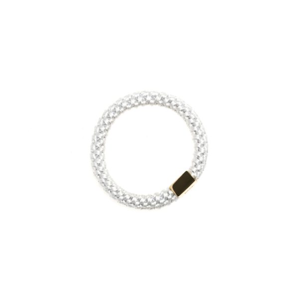 Fat Hair Tie - White W:Gold
